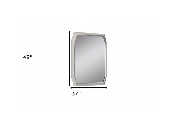 HomeRoots 49" Taupe Abstract Glass Framed Accent Mirror - Modern Elegance for Any Room with Stunning Depth 372077