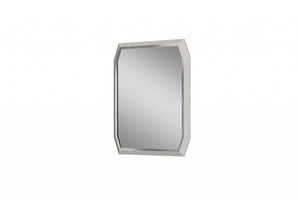 HomeRoots 49" Taupe Abstract Glass Framed Accent Mirror - Modern Elegance for Any Room with Stunning Depth 372077