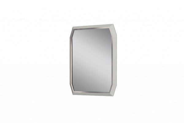 HomeRoots 49" Taupe Abstract Glass Framed Accent Mirror - Modern Elegance for Any Room with Stunning Depth 372077