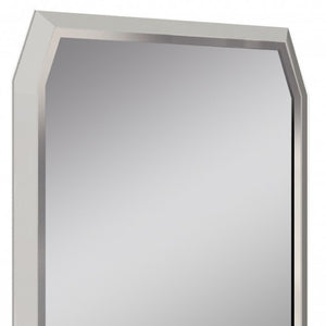 HomeRoots 49" Taupe Abstract Glass Framed Accent Mirror - Modern Elegance for Any Room with Stunning Depth 372077