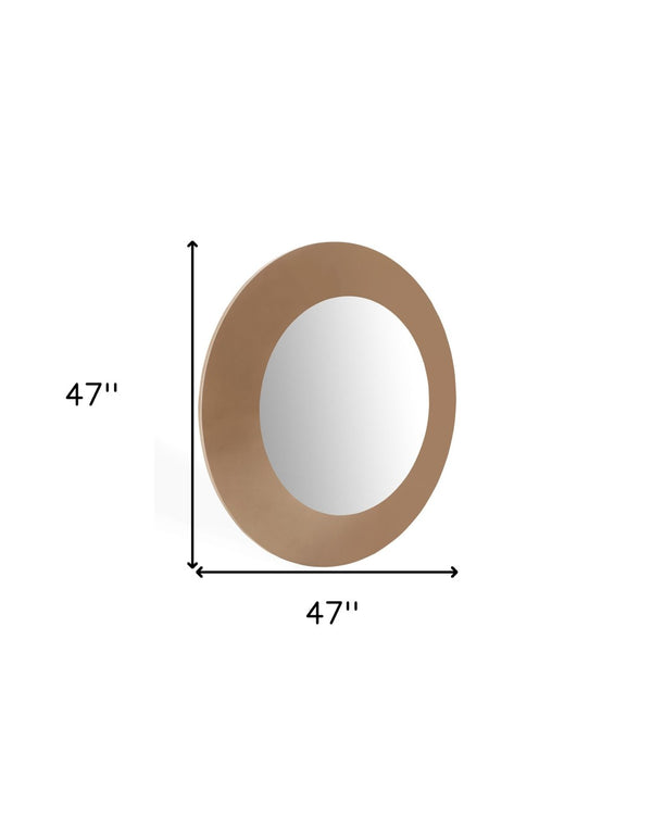 HomeRoots 47" Gold Round Wall Mirror - Elegant Wood Framed Accent for Living Rooms, Bedrooms & Offices Decor 372088