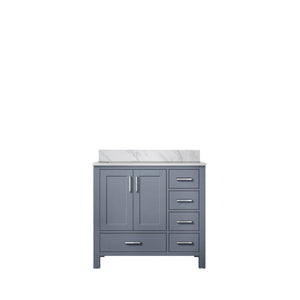 English Elm Dark Grey Bath Vanity With Carrara Marble Top – Stylish 36" Design, Ample Storage & Soft-Close Drawers B2731P258824