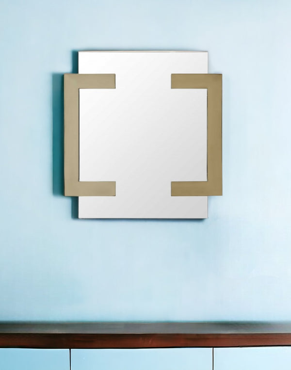 Homeroots 35" Gold Abstract Metal Framed Accent Mirror  Metal 372103