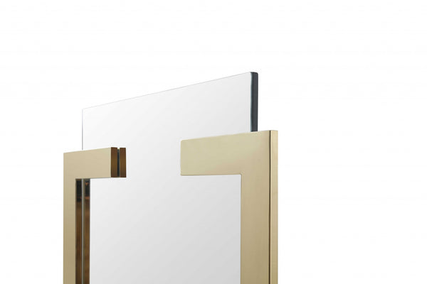 Homeroots 35" Gold Abstract Metal Framed Accent Mirror  Metal 372103