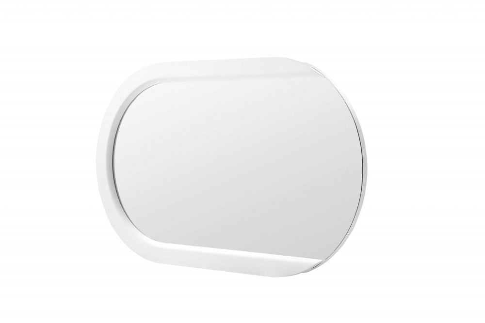 Homeroots 31" White Oval Framed Accent Mirror  High Gloss 372104