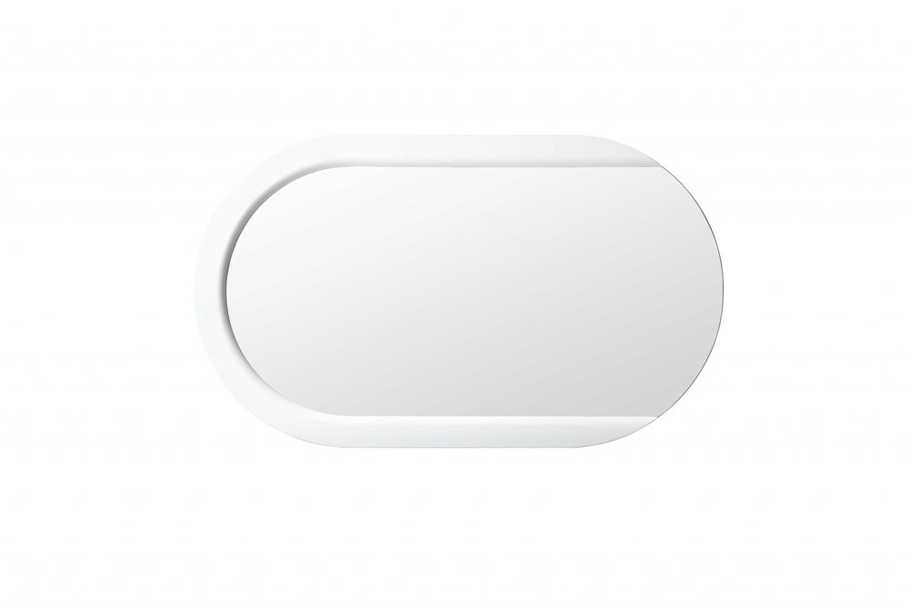 Homeroots 31" White Oval Framed Accent Mirror  High Gloss 372104