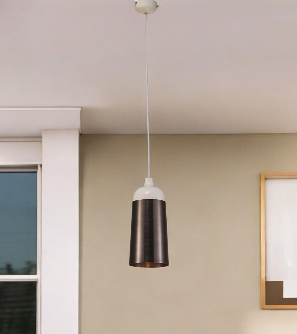 HomeRoots Brown Cylinder Metal Ceiling Light with Elegant Brown Shades for Modern Spaces – Hardwired Fixture 372105