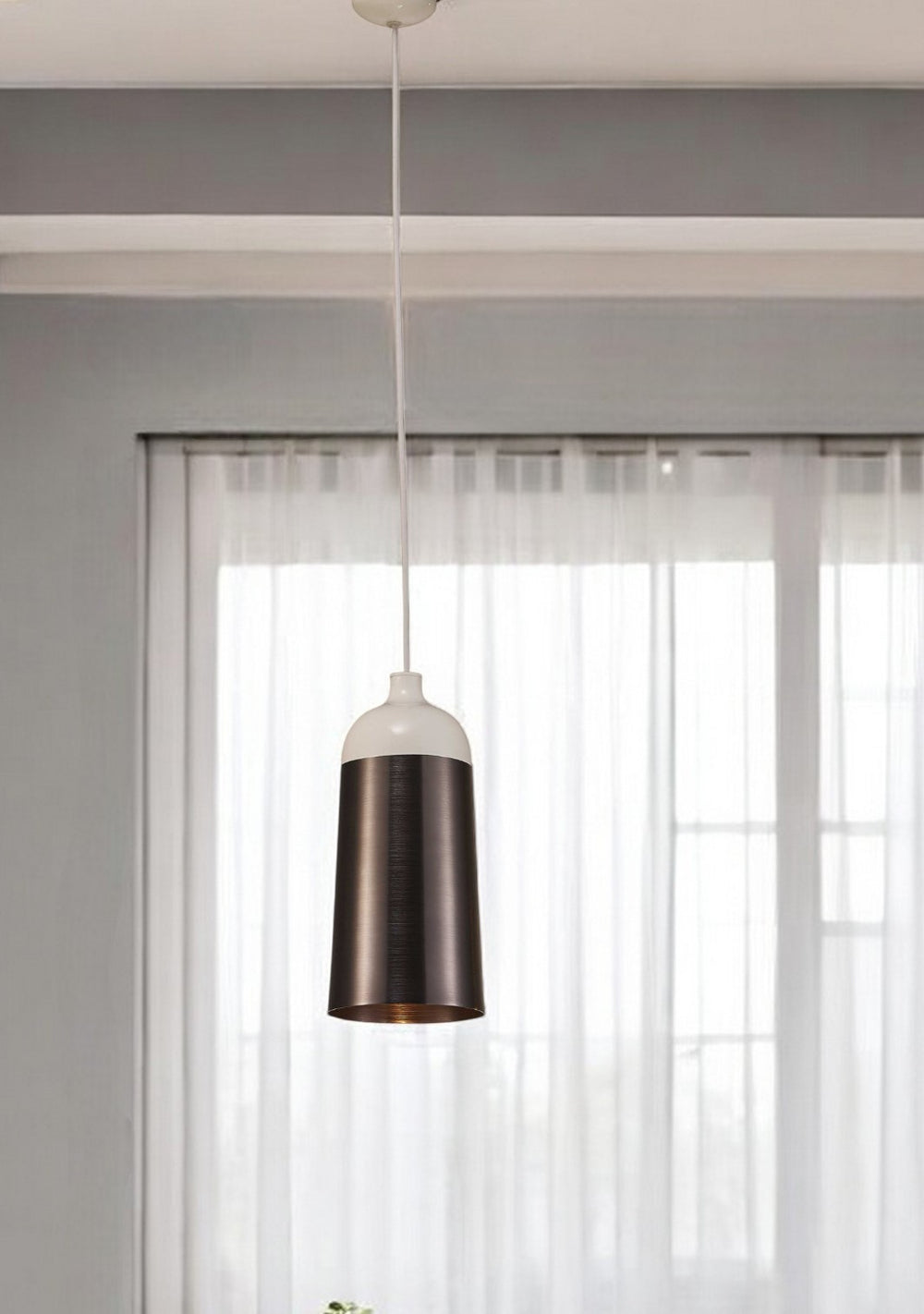 Homeroots 6 X 6 X 12 Silver Aluminum Pendant Lamp   372105