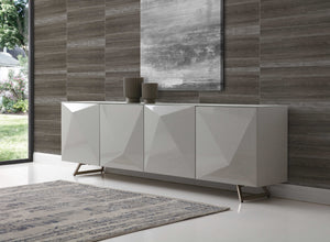 Homeroots 94 X 18 X 29 Grey Glass Buffet   372107