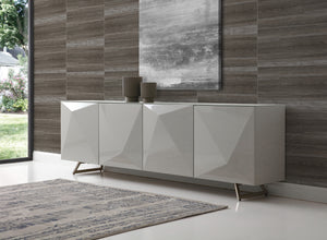 Homeroots 94 X 18 X 29 Grey Glass Buffet   372107