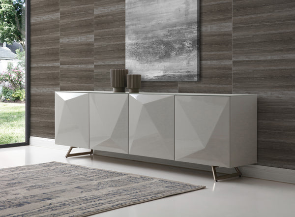 Homeroots 94 X 18 X 29 Grey Glass Buffet   372107