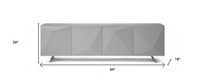 Homeroots 94 X 18 X 29 Grey Glass Buffet   372107