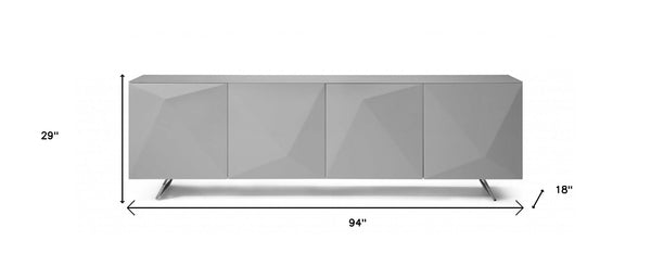 Homeroots 94 X 18 X 29 Grey Glass Buffet   372107