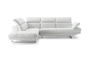 Homeroots White Italian Leather Stationary L Shaped Two Piece Sofa And Chaise   372110