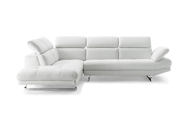 Homeroots White Italian Leather Stationary L Shaped Two Piece Sofa And Chaise   372110