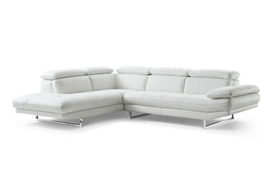 Homeroots White Italian Leather Stationary L Shaped Two Piece Sofa And Chaise   372110