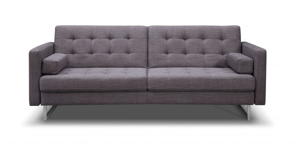 Homeroots 80" Gray Fabric Sofa With Silver Legs   372115