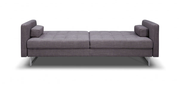 Homeroots 80" Gray Fabric Sofa With Silver Legs   372115