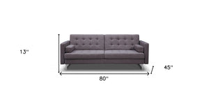 Homeroots 80" Gray Fabric Sofa With Silver Legs   372115