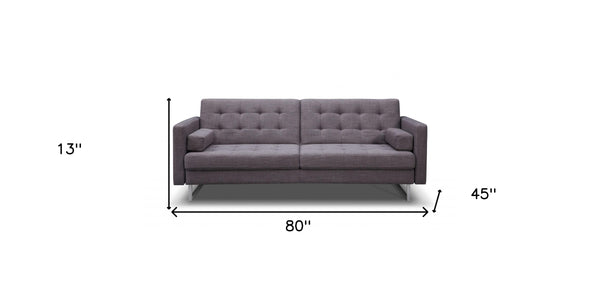 Homeroots 80" Gray Fabric Sofa With Silver Legs   372115