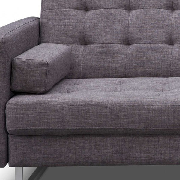 Homeroots 80" Gray Fabric Sofa With Silver Legs   372115