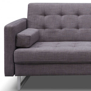 Homeroots 80" Gray Fabric Sofa With Silver Legs   372115
