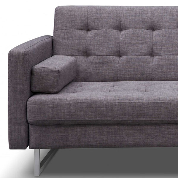 Homeroots 80" Gray Fabric Sofa With Silver Legs   372115