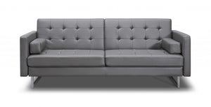 Homeroots 80" Gray Faux Leather Sleeper Sofa With Silver Legs Gray  372116