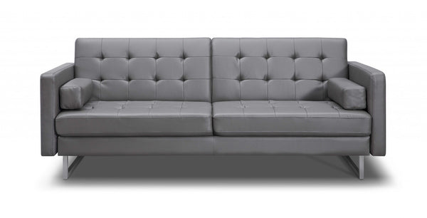 Homeroots 80" Gray Faux Leather Sleeper Sofa With Silver Legs Gray  372116