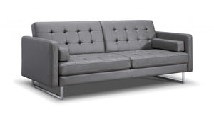 Homeroots 80" Gray Faux Leather Sleeper Sofa With Silver Legs Gray  372116