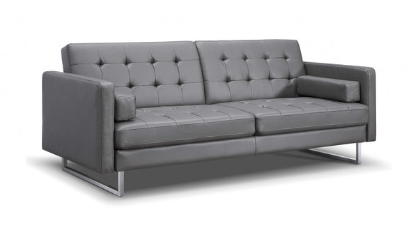 Homeroots 80" Gray Faux Leather Sleeper Sofa With Silver Legs Gray  372116