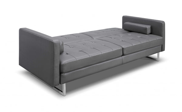 Homeroots 80" Gray Faux Leather Sleeper Sofa With Silver Legs Gray  372116