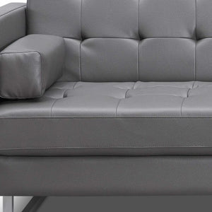 Homeroots 80" Gray Faux Leather Sleeper Sofa With Silver Legs Gray  372116