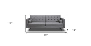 Homeroots 80" Gray Faux Leather Sleeper Sofa With Silver Legs Gray  372116