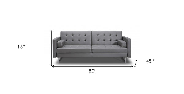 Homeroots 80" Gray Faux Leather Sleeper Sofa With Silver Legs Gray  372116
