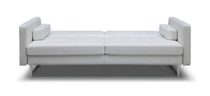 Homeroots 80" White Faux Leather Sleeper Sofa With Silver Legs White  372117