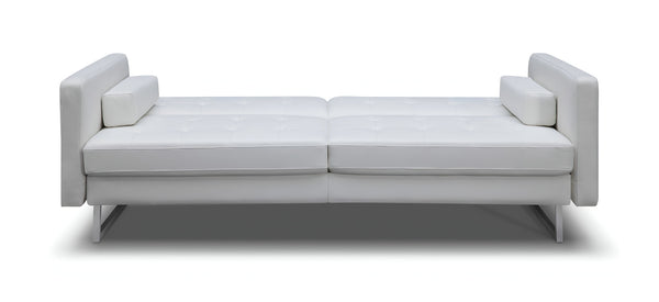 Homeroots 80" White Faux Leather Sleeper Sofa With Silver Legs White  372117