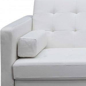 HomeRoots 80" Faux Leather Sleeper Sofa with Silver Legs – Modern Comfort for Living Rooms and Guest Spaces White 372117