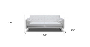 Homeroots 80" White Faux Leather Sleeper Sofa With Silver Legs White  372117