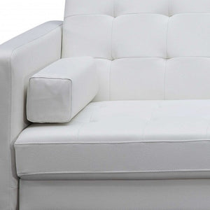 Homeroots 80" White Faux Leather Sleeper Sofa With Silver Legs White  372117