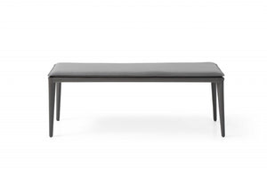 Homeroots 47" Gray Upholstered Faux Leather Bench  Manufactured Wood 372145