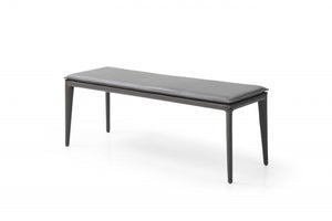 Homeroots 47" Gray Upholstered Faux Leather Bench  Manufactured Wood 372145