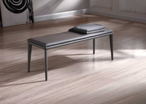 Homeroots 47" Gray Upholstered Faux Leather Bench  Manufactured Wood 372145