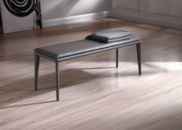 Homeroots 47" Gray Upholstered Faux Leather Bench  Manufactured Wood 372145