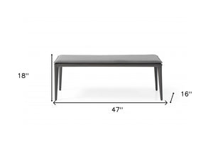 Homeroots 47" Gray Upholstered Faux Leather Bench  Manufactured Wood 372145