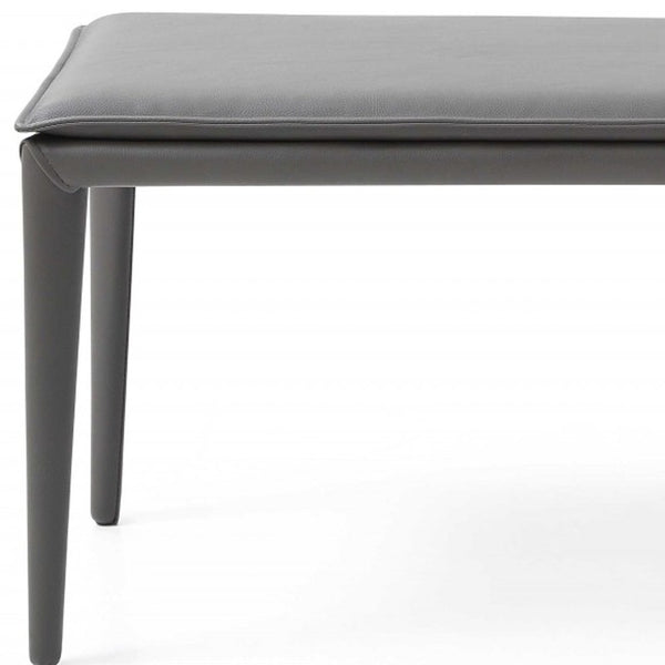 Homeroots 47" Gray Upholstered Faux Leather Bench  Manufactured Wood 372145