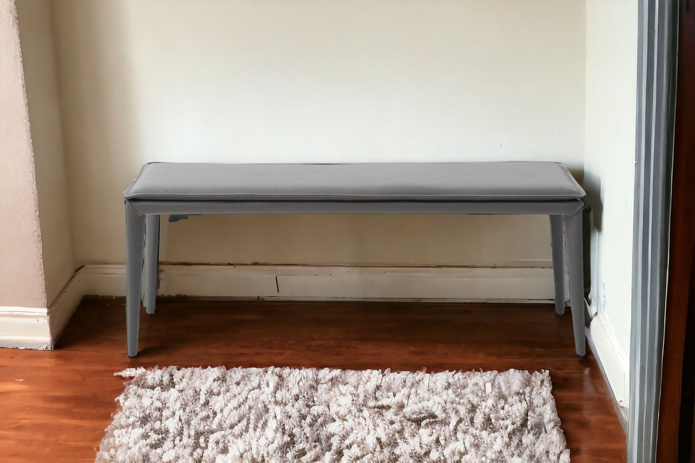 Homeroots 47" Gray Upholstered Faux Leather Bench  Manufactured Wood 372145
