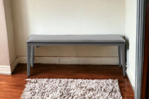 Homeroots 47" Gray Upholstered Faux Leather Bench  Manufactured Wood 372145