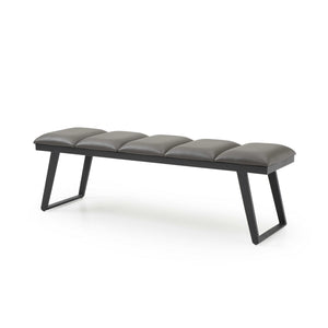 Homeroots 57" Gray Upholstered Faux Leather Bench  Metal 372147