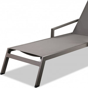 Homeroots Set Of 2 Taupe Modern Aluminum Chaise Lounges   372156
